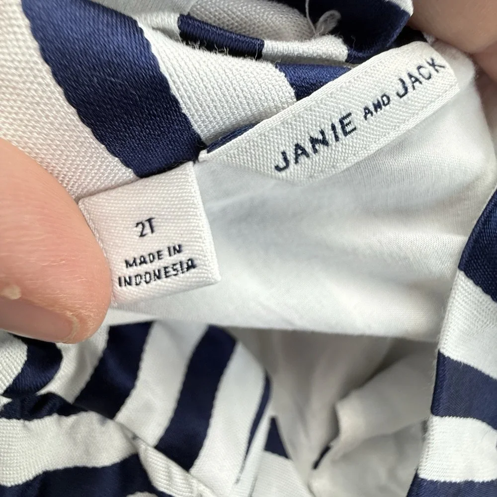 Janie and Jack Shirt Lot of 3 Size 2T Stripes Buildings Eyelet Preppy S/S Cute‎